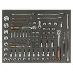 Bahco 83-Piece Metric 1/2 in; 1/4 in; 3/8 in Standard Socket/Spanner/Bit Set with Ratchet, 6 point