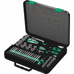 Wera 43-Piece Metric 1/2 in; 1/4 in Standard Socket/Bit Set with Ratchet, 6 point; Hex Bit; Phillips Bit; Pozidriv Bit;