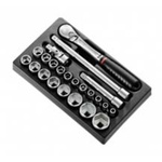 Facom 23-Piece Metric 1/2 in Standard Socket Set with Ratchet, 6 point