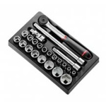 Facom 23-Piece Metric 1/2 in Standard Socket Set with Ratchet, 6 point