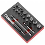 Facom 18-Piece Metric 3/8 in Standard Socket Set with Ratchet, 6 point