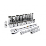 GearWrench 22-Piece Imperial 3/8 in Deep Socket/Standard Socket Set with Ratchet, 12 point