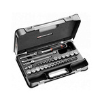 Facom 34-Piece Imperial, Metric 3/8 in Deep Socket/Standard Socket Set with Ratchet, 12 point