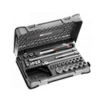 Facom 35-Piece Metric 3/8 in Standard Socket/Bit Set with Ratchet, 6 point; Hex Bit; Pozidriv Bit; Slotted Bit