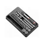 Facom 20-Piece Metric 3/8 in Standard Socket Set with Ratchet, 6 point