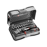 Facom 28-Piece Imperial, Metric 1/4 in Deep Socket/Standard Socket Set with Ratchet, 6 point