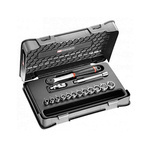 Facom 15-Piece Metric 3/8 in Standard Socket Set with Ratchet, 12 point