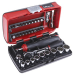 Facom 38-Piece Imperial 1/4 in Standard Socket/Bit Set with Ratchet, 6 point; Hex Bit; Phillips Bit; Pozidriv Bit;