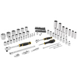 Stanley 81-Piece Metric 1/2 in; 1/4 in Deep Socket/Standard Socket/Bit Set with Ratchet, 6 point; Hex Bit; Phillips