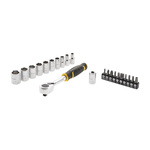Stanley 22-Piece Metric 1/4 in Standard Socket/Bit Set with Ratchet, 12 point; Phillips Bit; Slotted Bit; Torx Bit