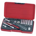 Teng Tools 36-Piece Metric 1/4 in Deep Socket/Standard Socket/Bit Set with Ratchet, 6 point; Hex Bit; Phillips Bit;