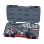 Teng Tools 60-Piece Imperial, Metric 1/4 in Deep Socket/Standard Socket/Bit Set with Ratchet, 6 point; Hex Bit;