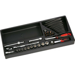 SAM 34-Piece Metric 1/4 in Standard Socket/Allen Key/Bit Set with Ratchet, 6 point; Phillips Bit; Pozidriv Bit; Slotted