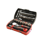 SAM 39-Piece Metric 1/4 in Standard Socket/Bit Set with Ratchet, 6 point; Hex Bit; Phillips Bit; Pozidriv Bit; Slotted