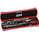 SAM 26-Piece Metric 1/4 in Standard Socket/Bit Set with Ratchet, 12 point; Hex Bit; Phillips Bit; Slotted Bit