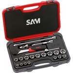SAM 21-Piece Metric 3/8 in Standard Socket Set with Ratchet, 6 point; 12 point