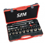 SAM 27-Piece Metric 1/2 in Standard Socket Set with Ratchet, 6 point