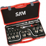 SAM 28-Piece Metric 1/2 in Standard Socket Set with Ratchet, 6 point