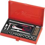 SAM 26-Piece Metric 1/4 in Standard Socket/Bit Set with Ratchet, 6 point; Hex Bit; Phillips Bit; Slotted Bit