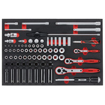 Teng Tools 77-Piece Metric 1/2 in; 1/4 in; 3/8 in Deep Socket/Standard Socket Set with Ratchet, 6 point; 12 point