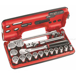 Facom 21-Piece Metric 1/2 in Standard Socket Set with Ratchet, 12 point