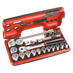 Facom 21-Piece Metric 1/2 in Standard Socket Set with Ratchet, 6 point