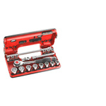 Facom 18-Piece Metric 3/8 in Standard Socket Set with Ratchet, 6 point