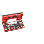 Facom 18-Piece Metric 3/8 in Standard Socket Set with Ratchet, 12 point