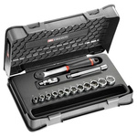 Facom 18-Piece Metric 3/8 in Standard Socket Set with Ratchet, 12 point