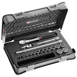 Facom 18-Piece Metric 3/8 in Standard Socket Set with Ratchet, 12 point