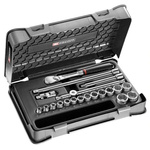 Facom 20-Piece Metric 3/8 in Standard Socket Set with Ratchet, 6 point