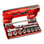 Facom 18-Piece Metric 3/8 in Standard Socket Set with Ratchet, 6 point