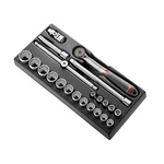 Facom 22-Piece Imperial 1/2 in Standard Socket Set with Ratchet, 12 point