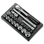 Facom 23-Piece Metric 1/2 in Standard Socket Set with Ratchet, 6 point