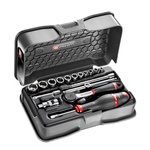 Facom 17-Piece Imperial 1/4 in Standard Socket Set with Ratchet, 6 point