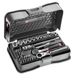 Facom 37-Piece Metric 1/4 in Standard Socket/Bit Set with Ratchet, 6 point; Hex Bit; Phillips Bit; Pozidriv Bit;