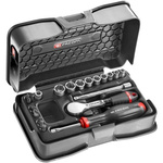 Facom 21-Piece Metric 1/4 in Standard Socket/Bit Set with Ratchet, 6 point; Hex Bit; Phillips Bit; Slotted Bit