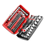 Facom 38-Piece Metric 1/4 in Standard Socket/Bit Set with Ratchet, 6 point; Hex Bit; Phillips Bit; Pozidriv Bit;