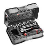 Facom 15-Piece Metric 1/4 in Standard Socket Set with Ratchet, 6 point