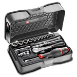 Facom 17-Piece Imperial 1/4 in Standard Socket Set with Ratchet, 6 point