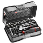 Facom 31-Piece Metric 1/4 in Standard Socket/Bit Set with Ratchet, 6 point; Hex Bit; Phillips Bit; Slotted Bit; Torx Bit