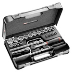 Facom 25-Piece Imperial 1/2 in Standard Socket Set with Ratchet, 6 point