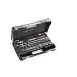 Facom 26-Piece Metric 1/2 in Standard Socket Set with Ratchet, 12 point