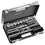 Facom 30-Piece Metric 1/2 in Standard Socket Set with Ratchet, 12 point