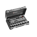 Facom 23-Piece Metric 1/2 in Standard Socket Set with Ratchet, 12 point
