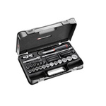 Facom 48-Piece Metric 1/2 in Standard Socket/Bit Set with Ratchet, 12 point; Hex Bit; Phillips Bit; Pozidriv Bit;