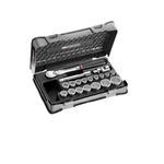 Facom 19-Piece Metric 1/2 in Standard Socket Set with Ratchet, 12 point