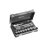 Facom 23-Piece Metric 1/2 in Standard Socket Set with Ratchet, 12 point