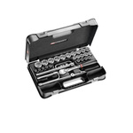 Facom 30-Piece Metric 1/2 in Standard Socket Set with Ratchet, 6 point