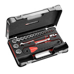 Facom 20-Piece Metric 1/2 in Standard Socket Set with Ratchet, 6 point